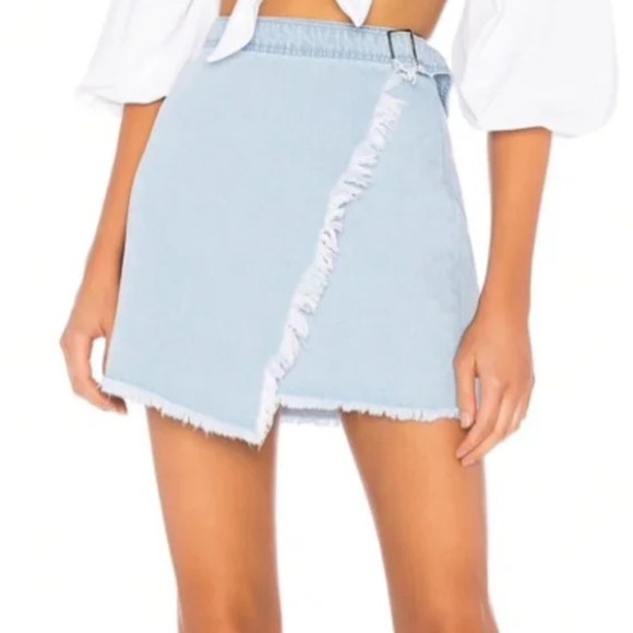 by the way. Kensington Denim Faux Wrap mini Skirt, Size XS - Picture 2 of 15
